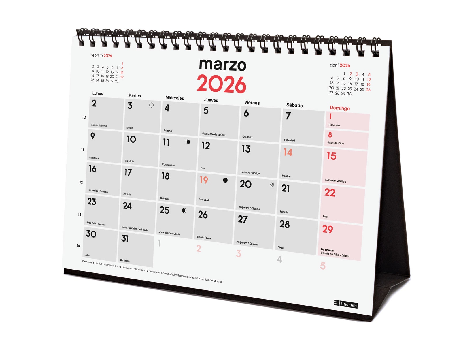 Calendario sobremesa año 2026 Neutro escribir S-210x150 mm Mes Vista Finocam castellano Multicolor-3