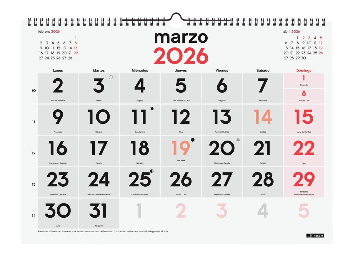 Calendario De Pared 2026 Grande Y Borrable - Para Casa, Oficina O Aula