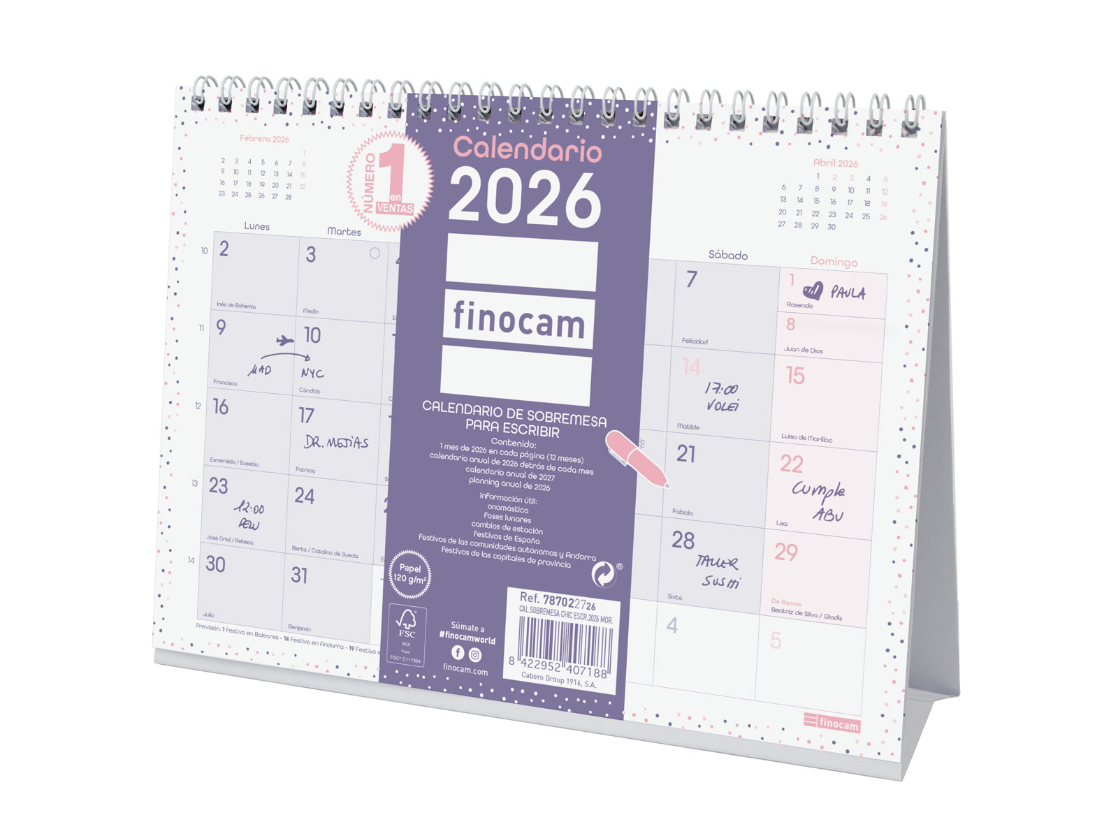 Calendario De Sobremesa 2026 Grupo Erik - Diseño Floral, Vista Mensual Con Espacio Para Notas, Base Estable 19.5x16.5 Cm, En Varios Idiomas