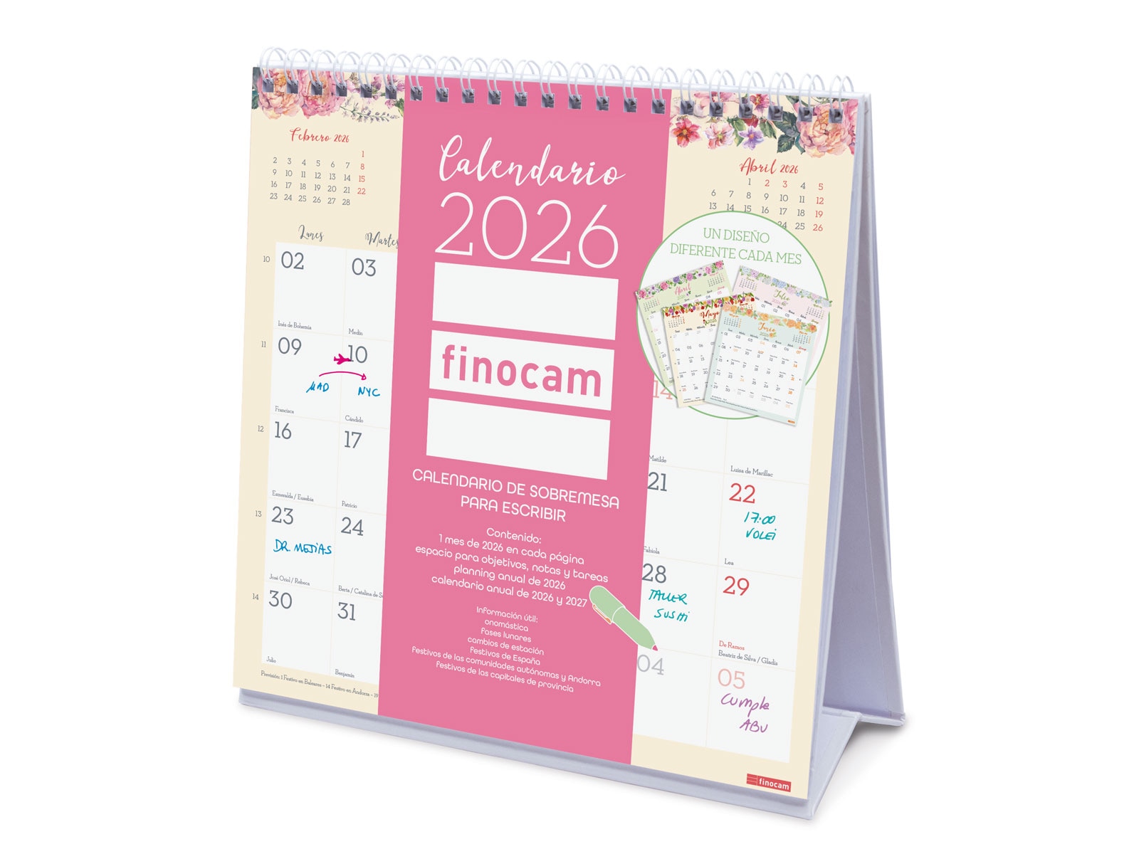 Calendario sobremesa año 2026 Trendy Design S-190x190 mm Mes Vista Finocam castellano Multicolor-1