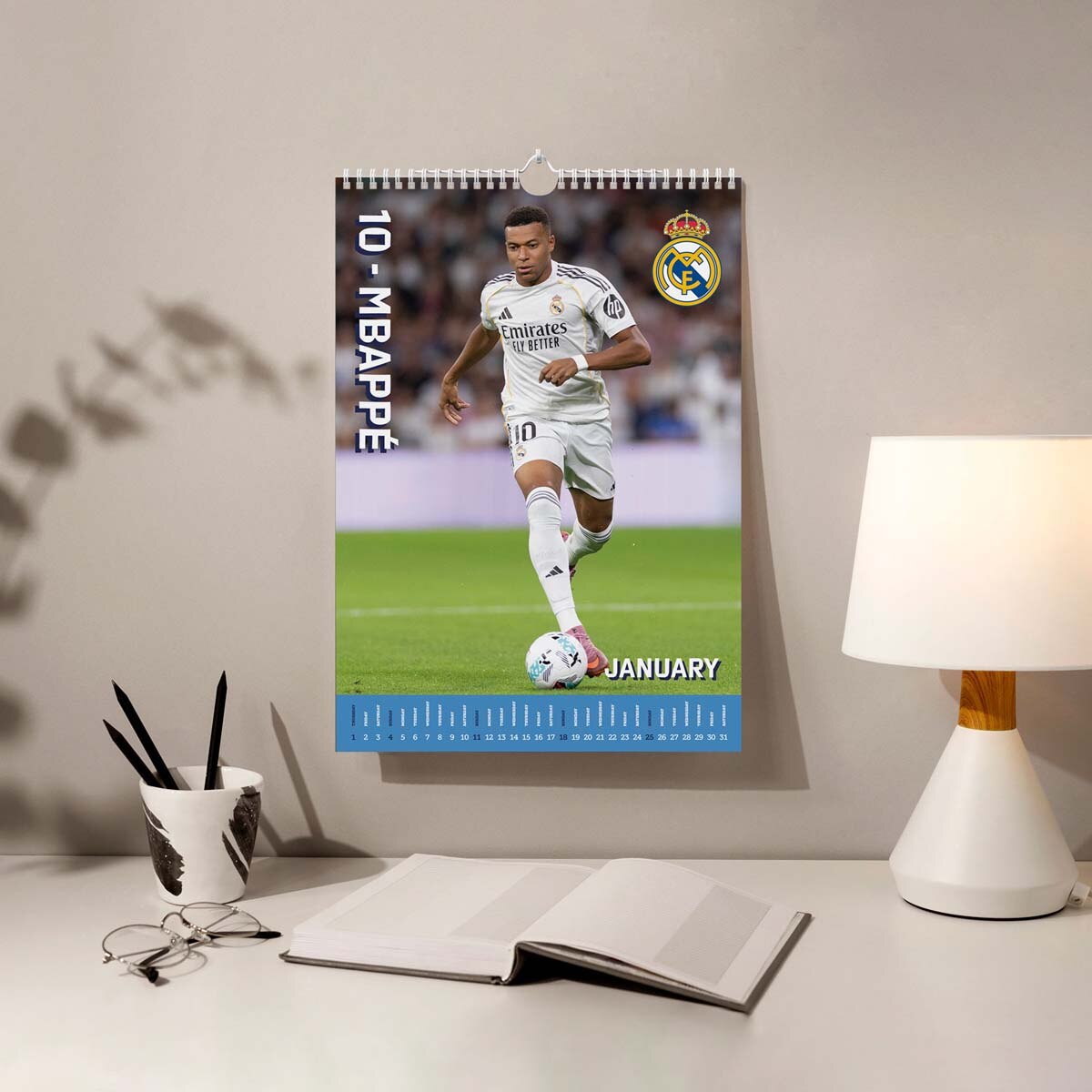 Calendario 2026 A3 Real Madrid temporada 2025/2026 Erik blanco Blanco / Azul-4