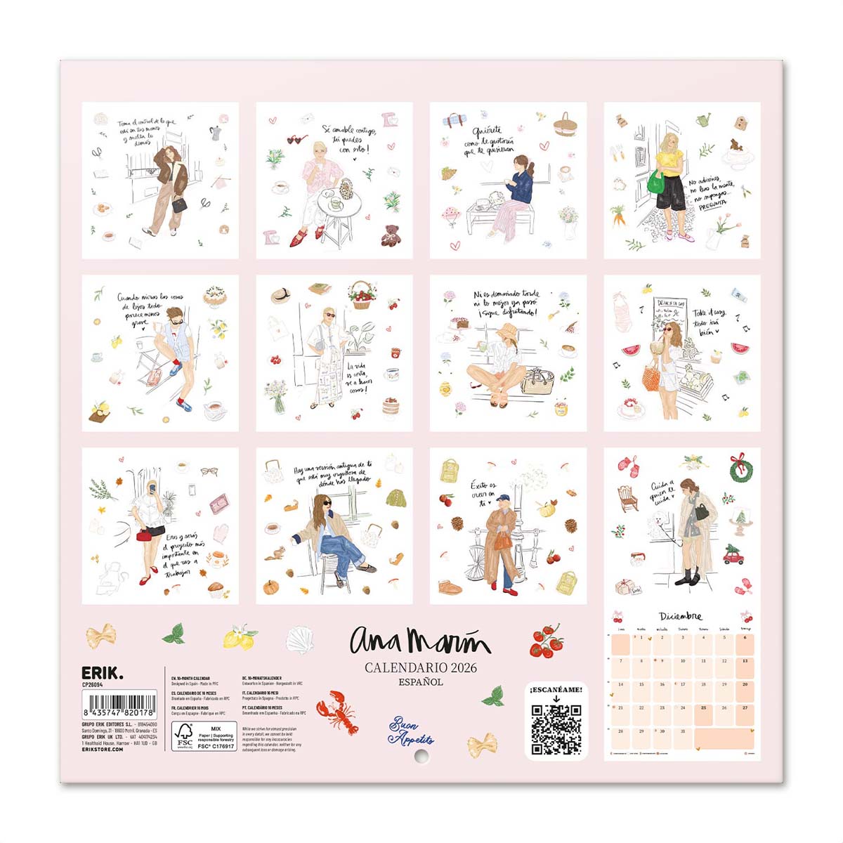 Calendario 2026 30x30 Ana Marín Erik rosa Rosa / Rojo-2