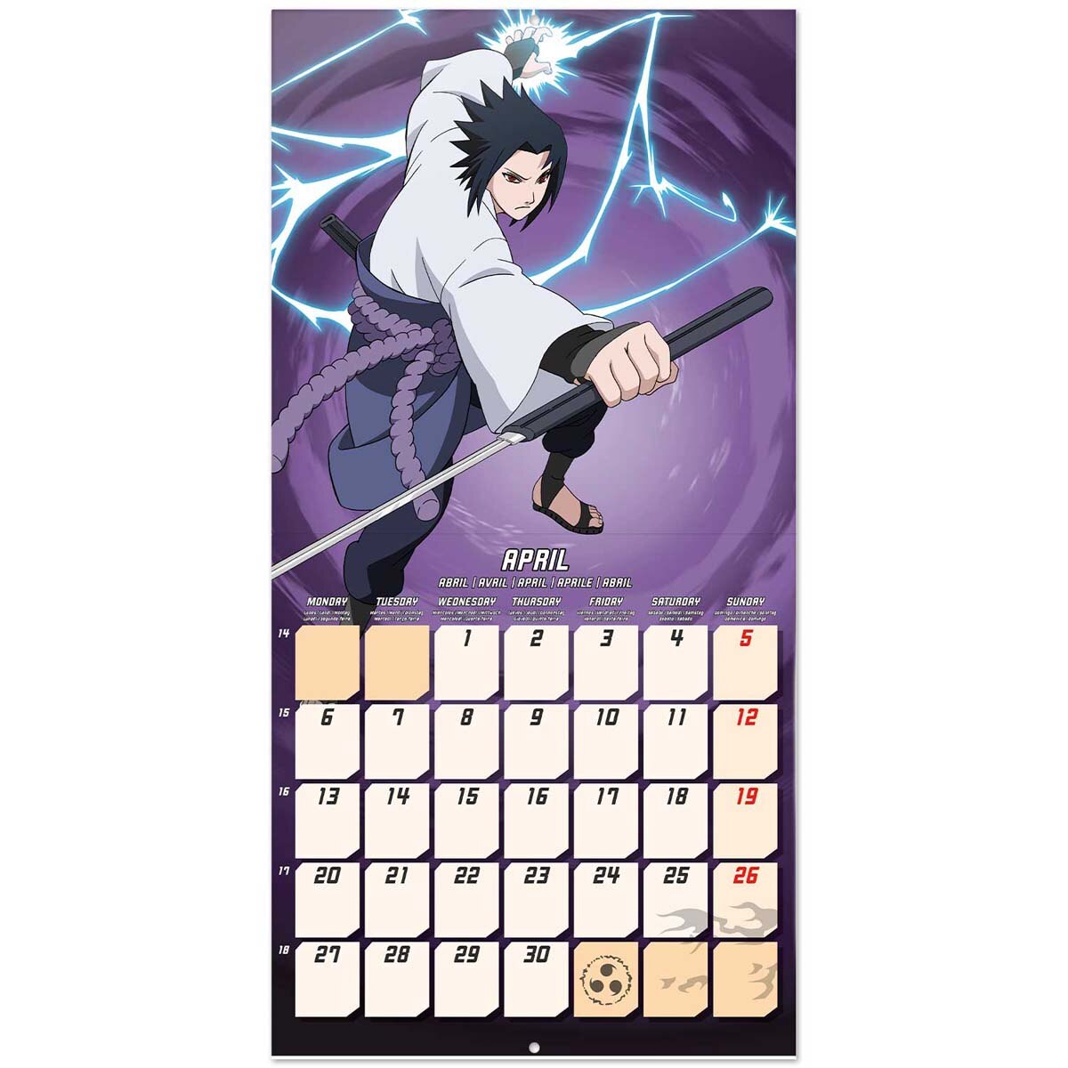 Calendario 2026 30x30 Naruto Shippuden Erik azul Azul / Naranja-3