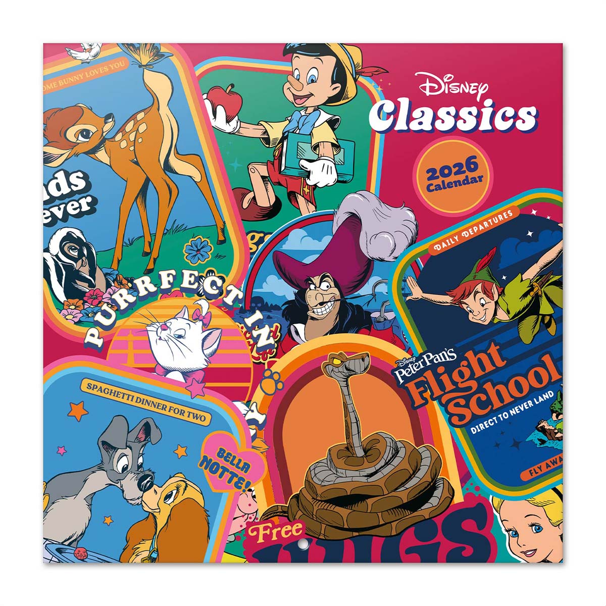 Calendario 2026 30x30 Disney clásicos Erik rojo Rojo / Naranja-1