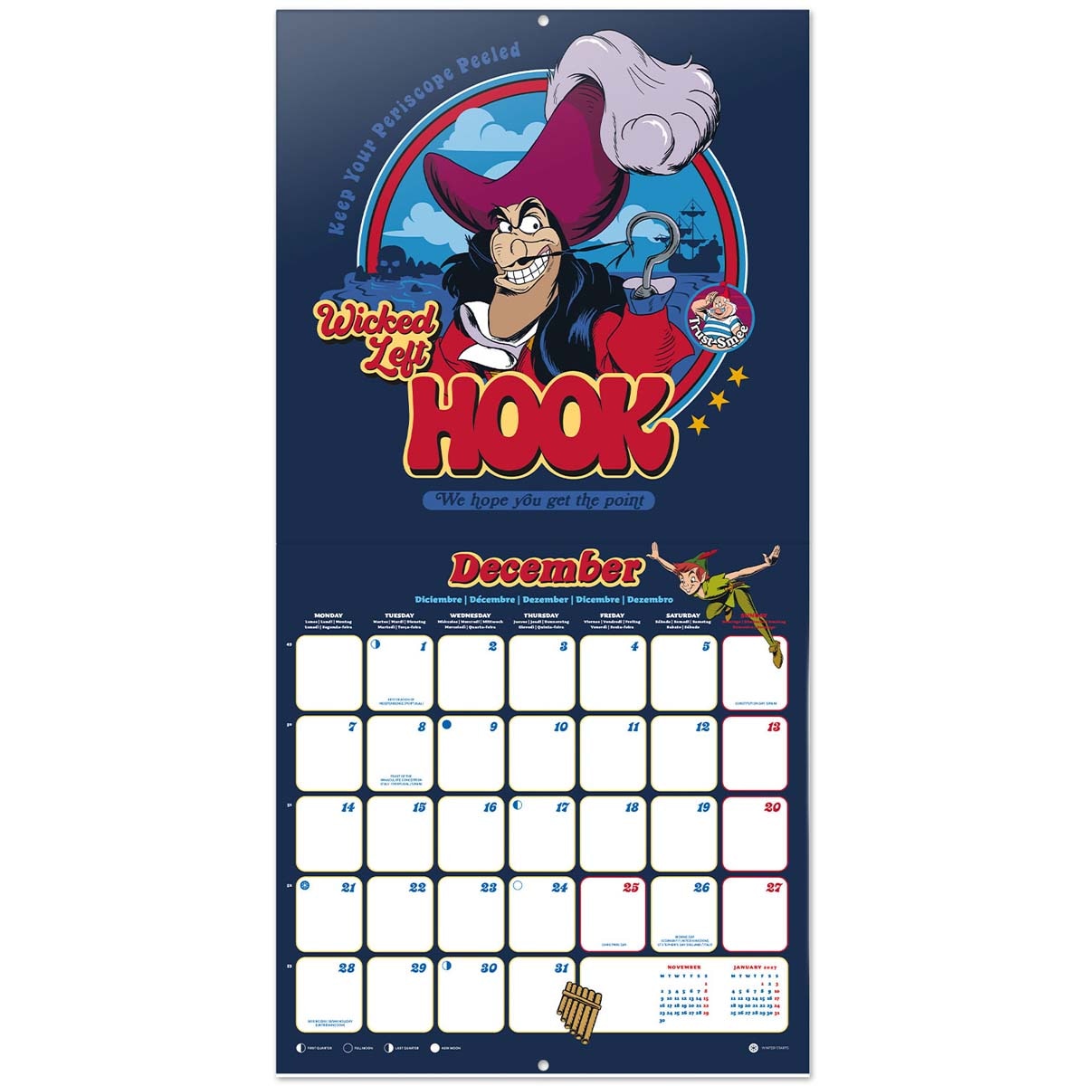 Calendario 2026 30x30 Disney clásicos Erik rojo Rojo / Naranja-3
