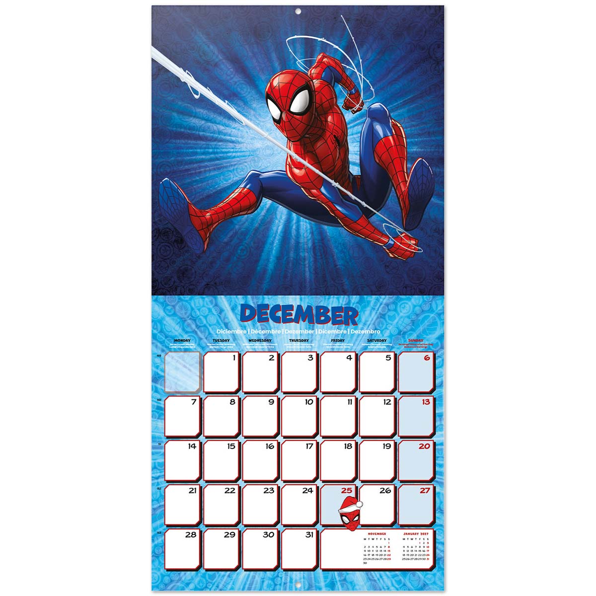 Calendario 2026 30x30 Marvel Spiderman Erik azul Azul / Rojo-3