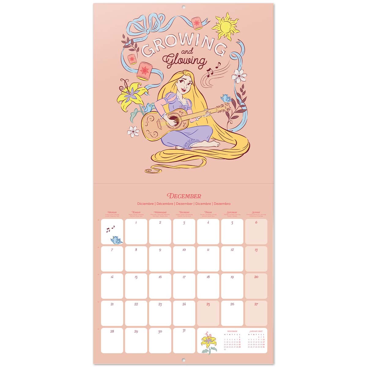 Calendario 2026 30x30 Disney princesas Erik azul Azul / Amarillo-3