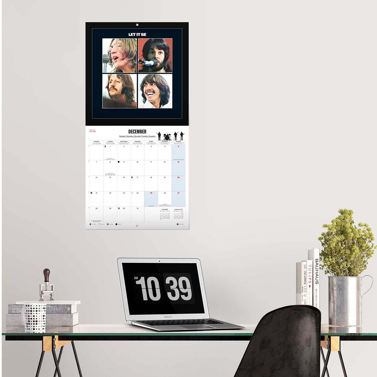 Calendario De Mesa 2026 The Beatles | Doble Vista Mensual Y Espacio Para Notas | Base Resistente 19.5x16.5 Cm