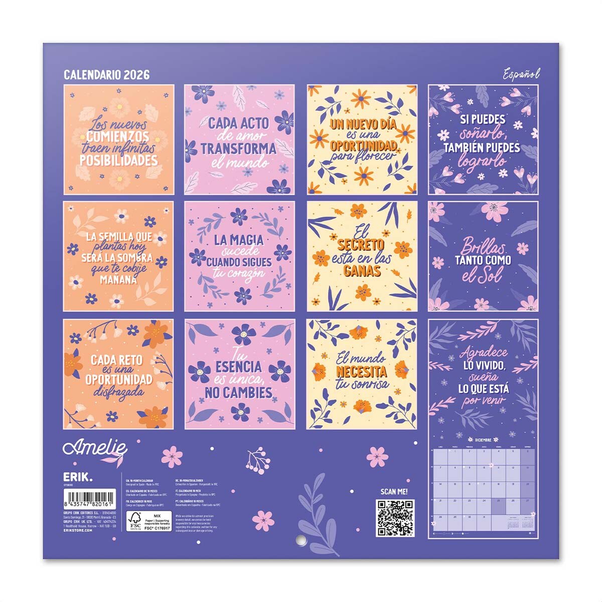 Calendario 2026 30x30 Amelie Erik morado Morado / Rosa-2
