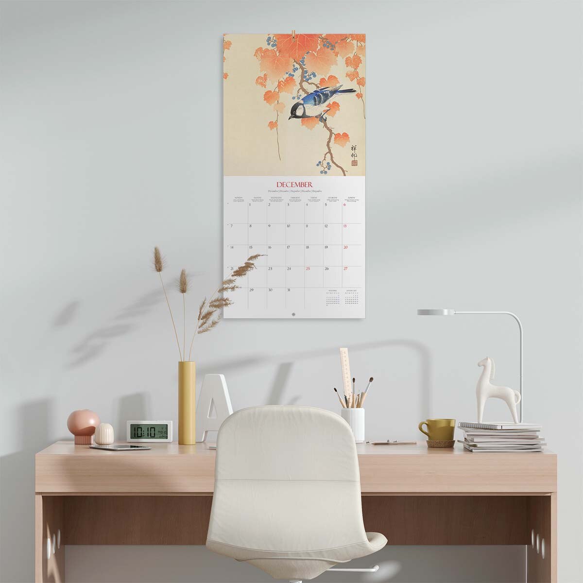 Calendário 2026 30x30 Ohara Koson Erik Bege Bege / Laranja-4
