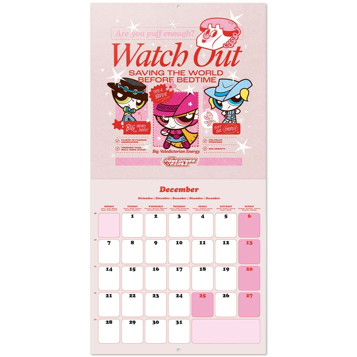 Calendario 2026 30x30 Las Supernenas Erik rosa Rosa / Rojo-3