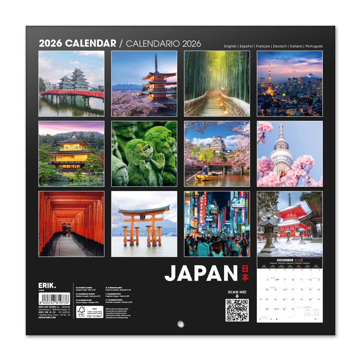 Calendario 2026 30x30 Japón Erik azul Azul / Blanco-2