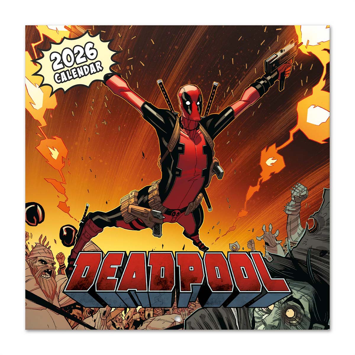 Calendario 2026 30x30 Marvel Deadpool Erik rojo Rojo / Naranja-1