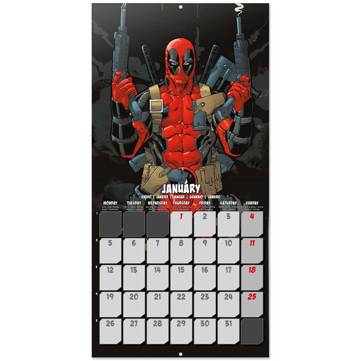 Calendario 2026 30x30 Marvel Deadpool Erik rojo Rojo / Naranja-3