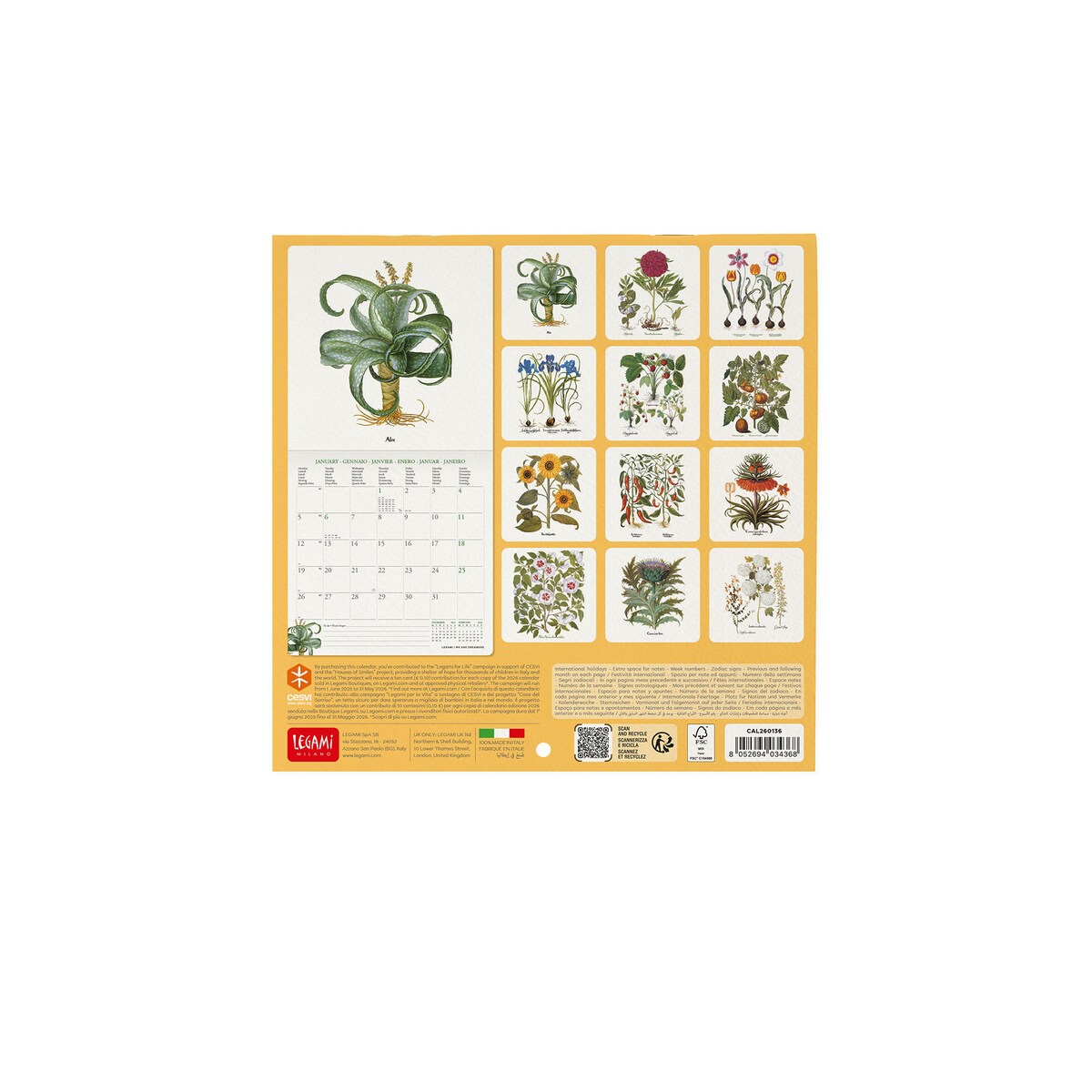 Legami Tafelkalender 2026, Herbarium, Bureaukalender, 12 Maanden En Jaarplanner In 6 Talen Sterrenbeelden Internationale Feestdagen X 14 5 Cm 2325127738