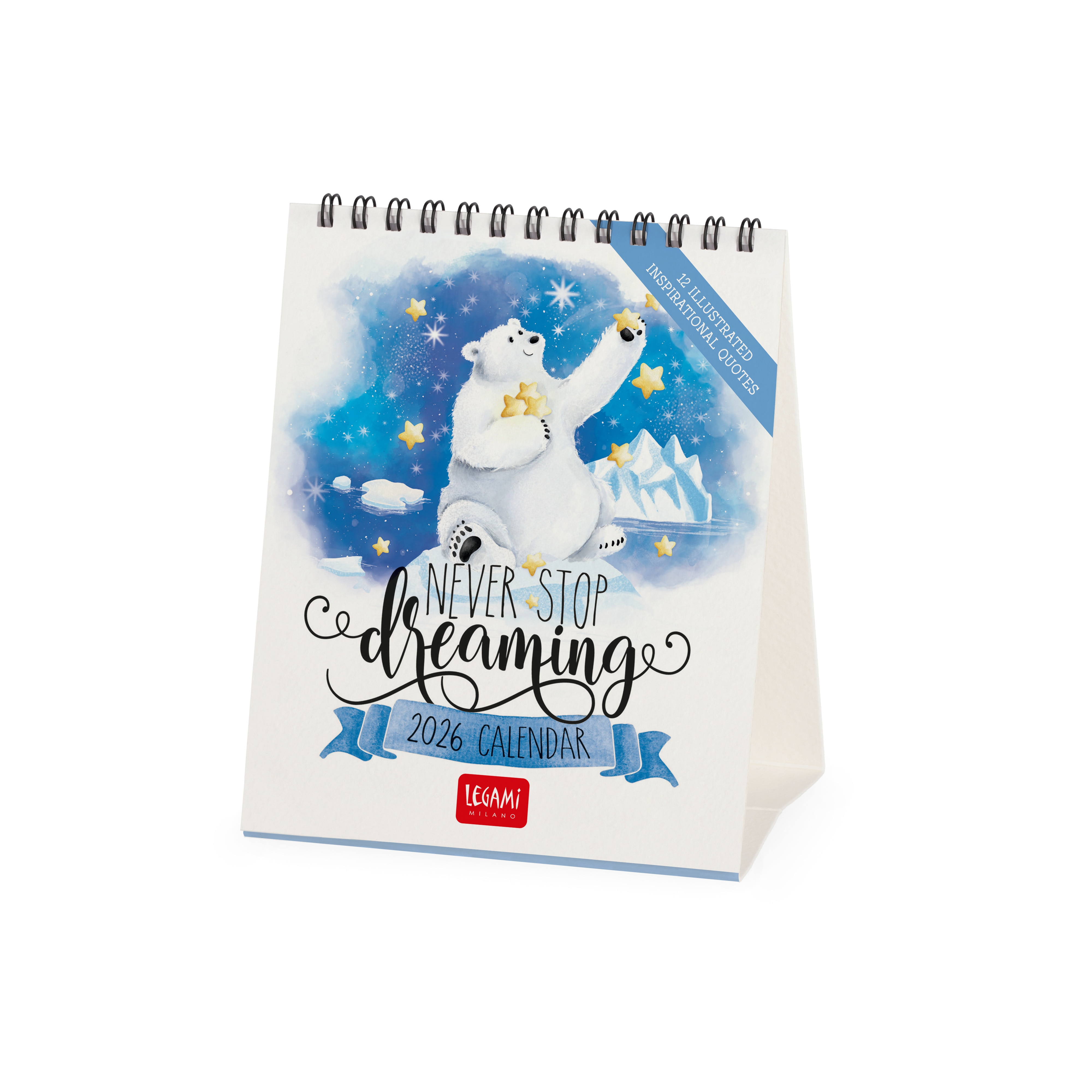 Calendario 2026 de Secretária Vista por Mês Aphorisms Legami 1