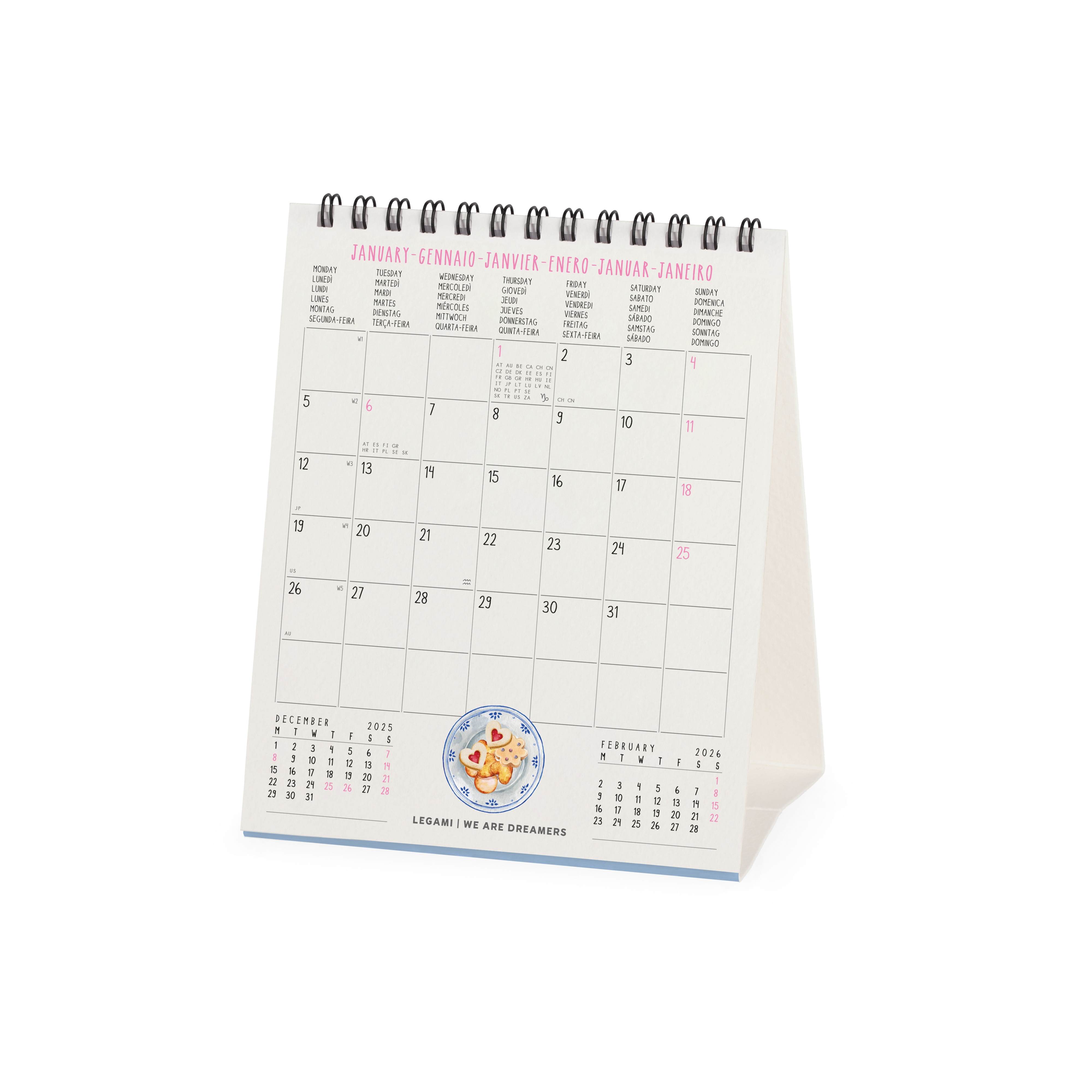 Calendario 2026 de Secretária Vista por Mês Aphorisms Legami 3