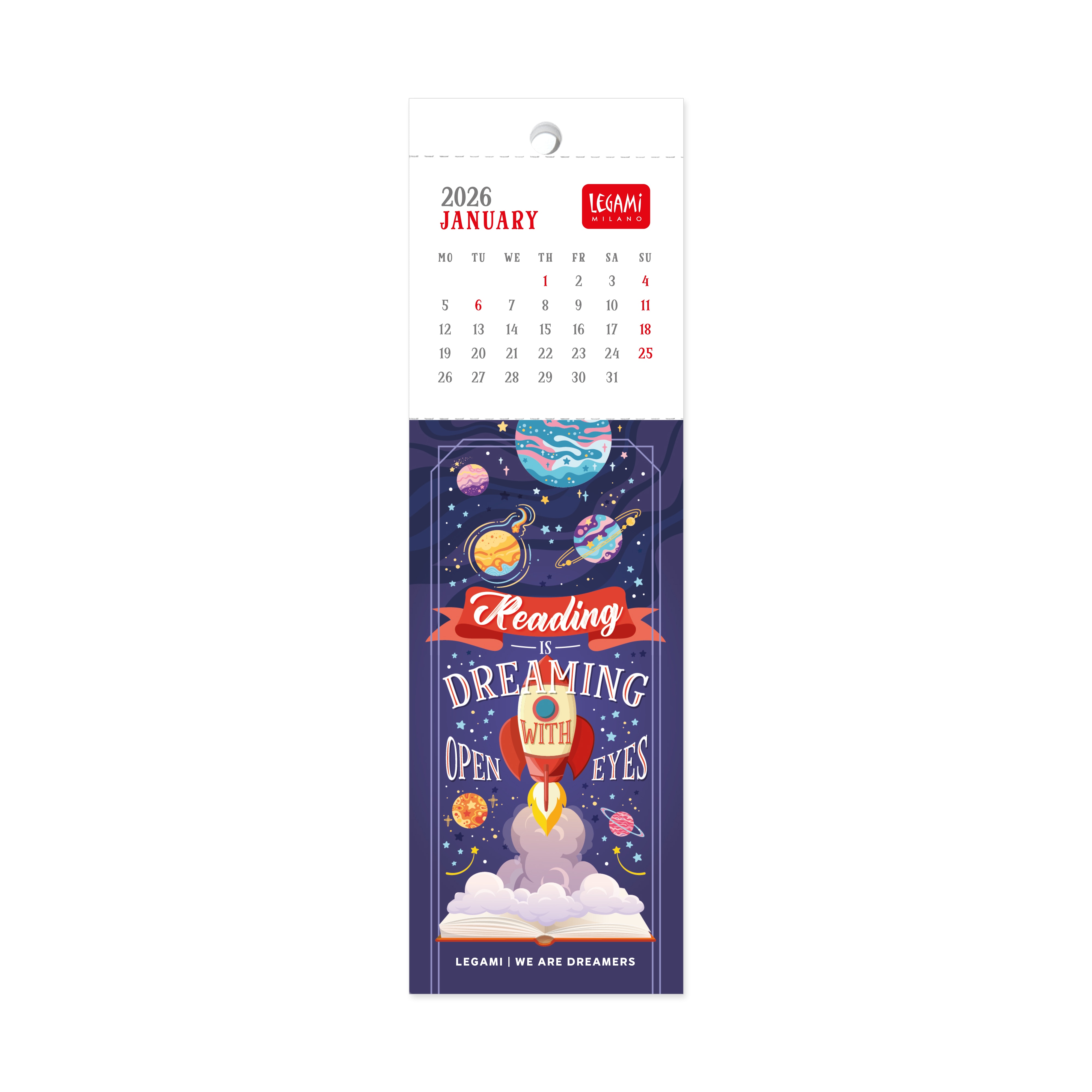 Calendario 2026 mes vista marcapáginas Booklovers Legami 2
