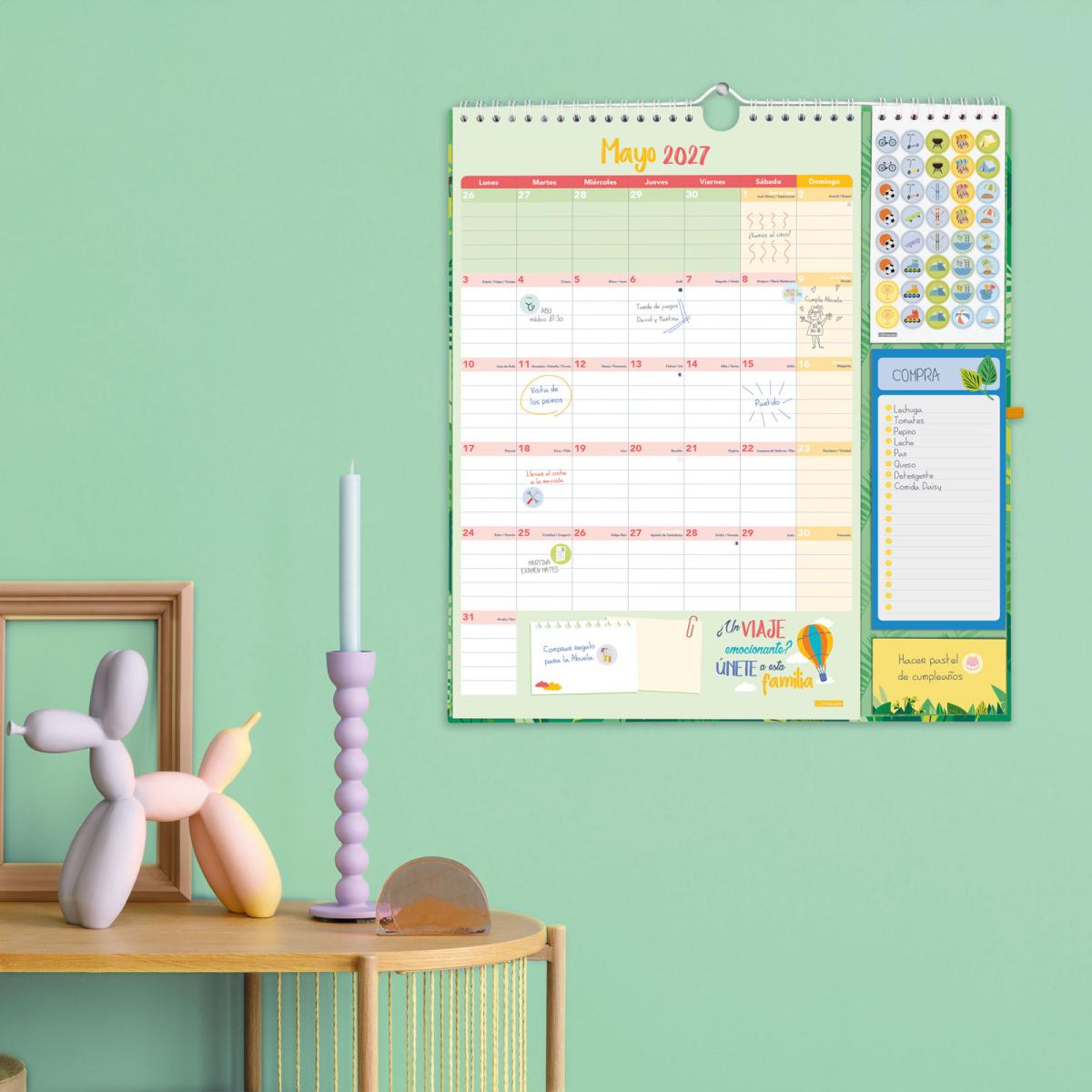 Calendario 16 meses pared septiembre 2026-diciembre 2027 Plus familiar 215x325 mm Finocam 2