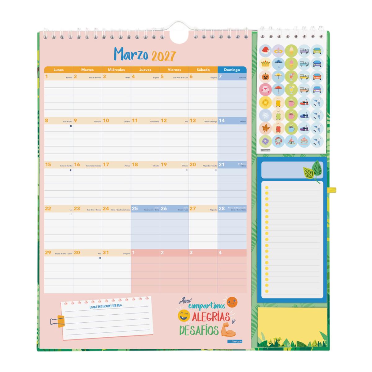 Calendario 16 meses pared septiembre 2026-diciembre 2027 Plus familiar 215x325 mm Finocam 3
