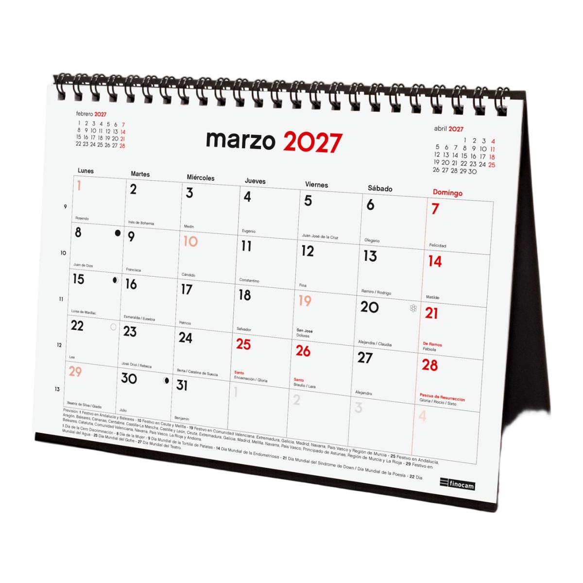 Calendario 16 meses sobremesa septiembre 2026-diciembre 2027 Neutro S-210x150 mm Finocam 2