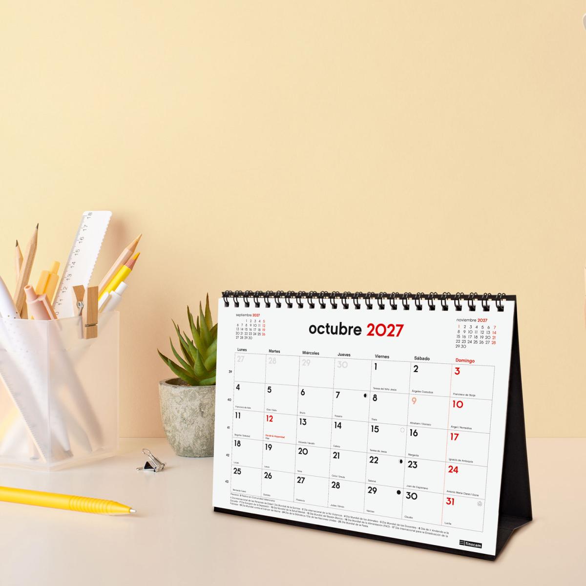 Calendario 16 meses sobremesa septiembre 2026-diciembre 2027 Neutro S-210x150 mm Finocam 3
