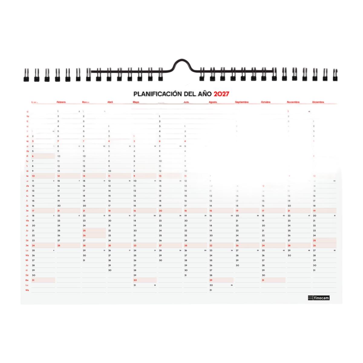 Imagen 4 de Calendario 16 meses pared septiembre 2026-diciembre 2027 Neutro S-210x150 mm Finocam