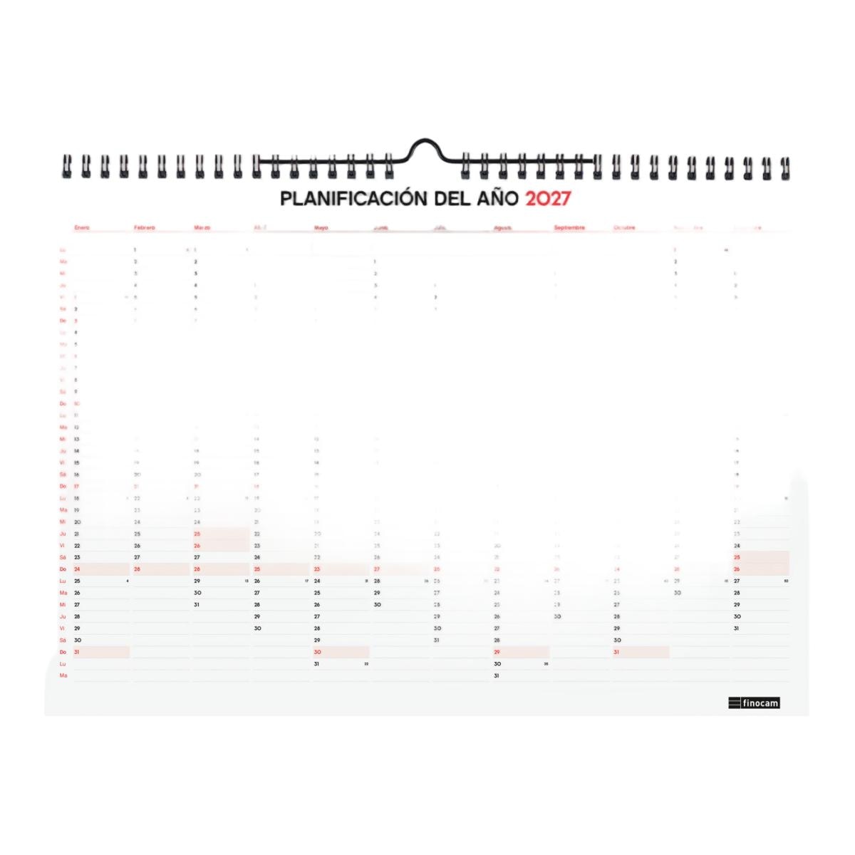 Calendario 16 meses pared septiembre 2026-diciembre 2027 Neutro L-340x240 mm Finocam 4
