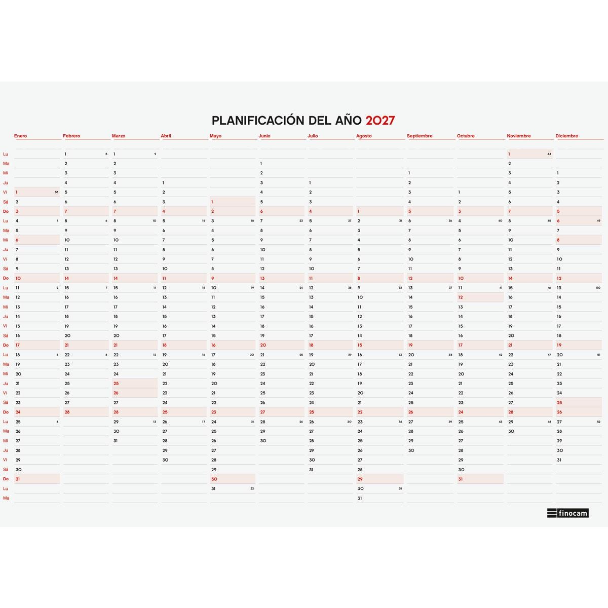 Calendario 16 meses bloc imán septiembre 2026-diciembre 2027 Neutro S-210x150 mm Finocam 5
