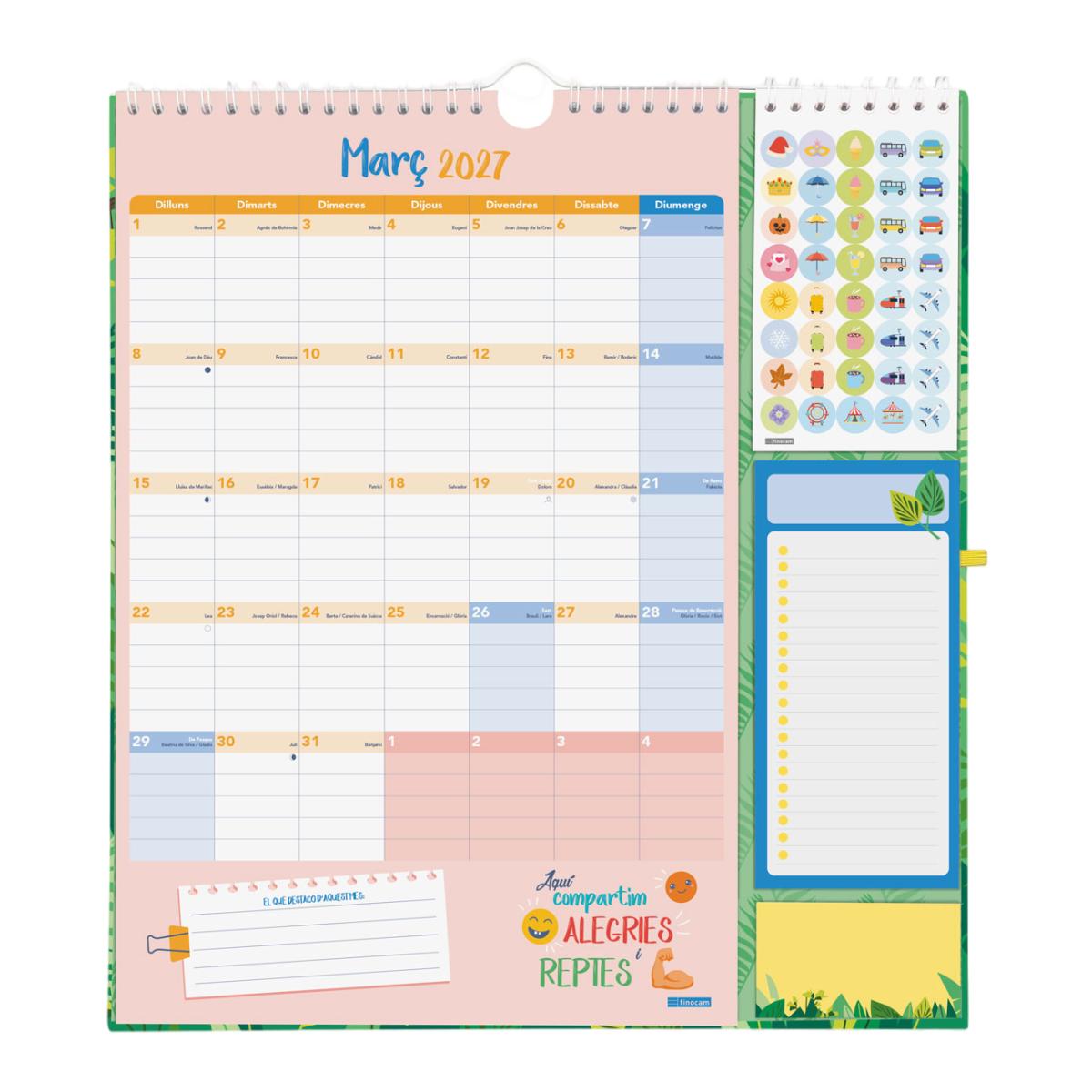 Calendario 16 meses pared septiembre 2026-diciembre 2027 Plus familiar 215x325 mm Finocam catalán 3