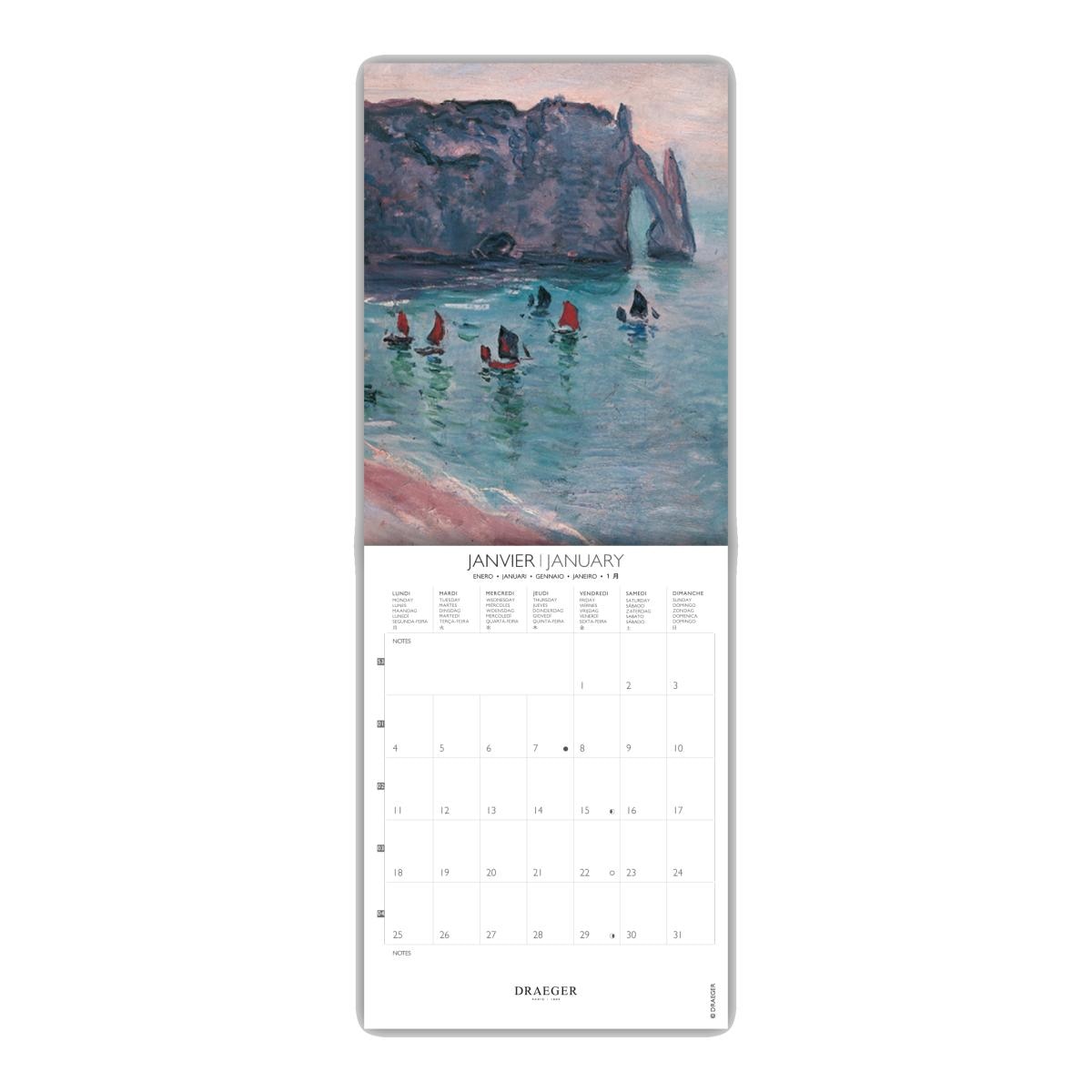 Calendario 2027, 16 Meses (Setembro-Dezembro), Mês Vista por Página com Motivos de Monet Draeger Estampado-2