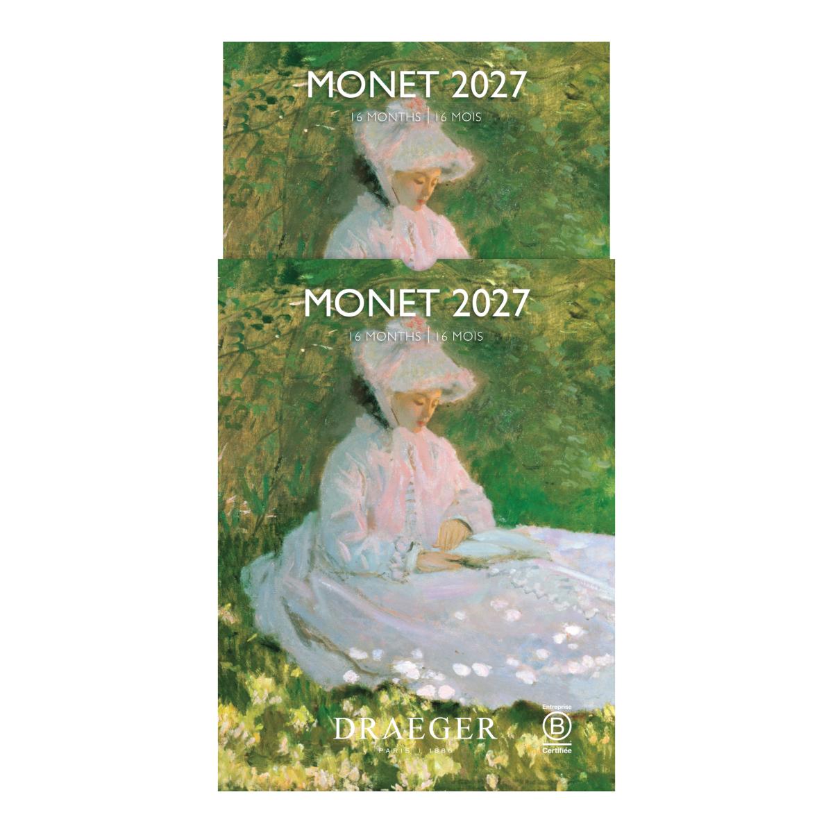 Calendario 2027, 16 Meses (Setembro-Dezembro), Mês Vista por Página com Motivos de Monet Draeger Estampado-4