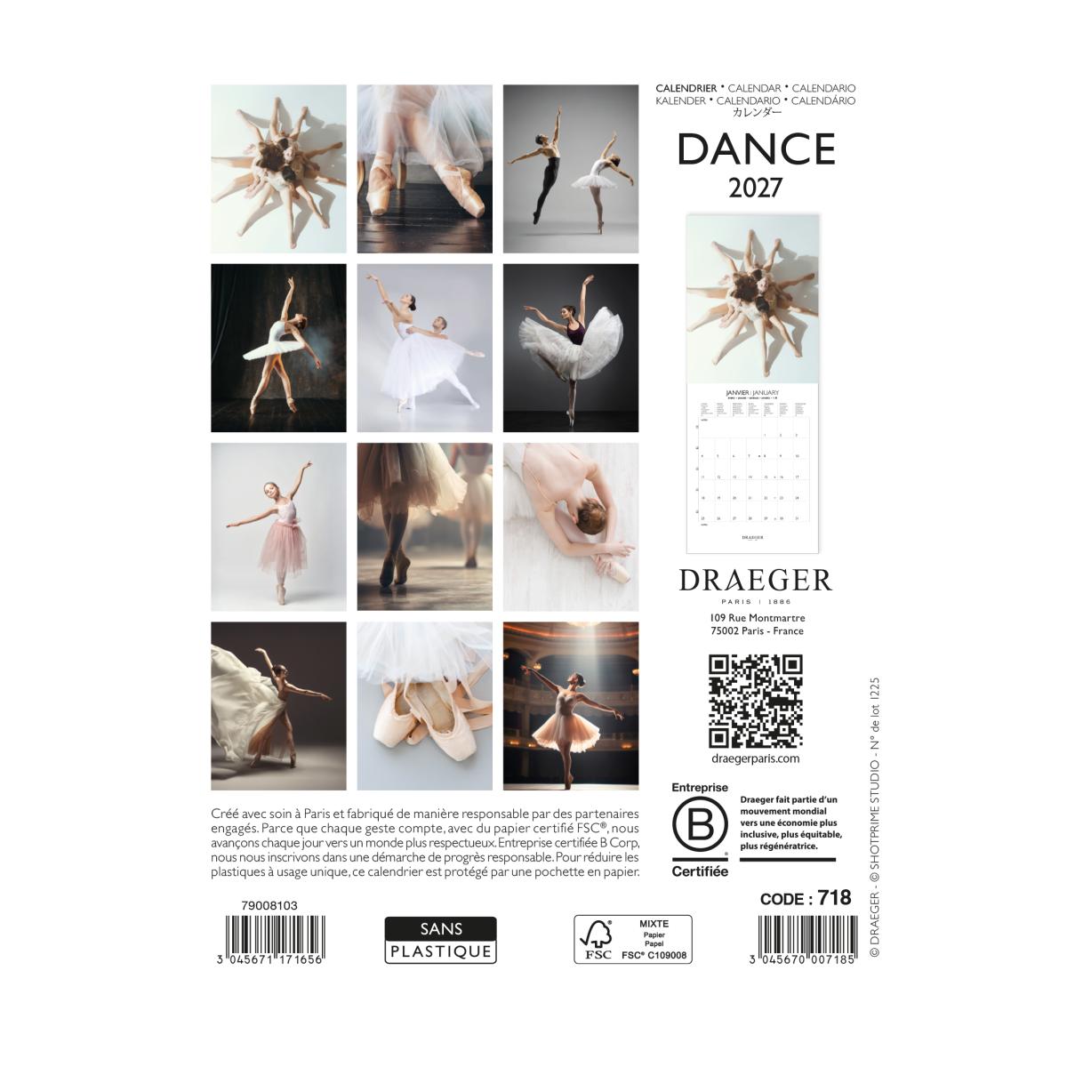 Calendario 2027, 16 Meses (Setembro-Dezembro), Mês Vista por Página com Motivos de Dança Draeger Estampado-3