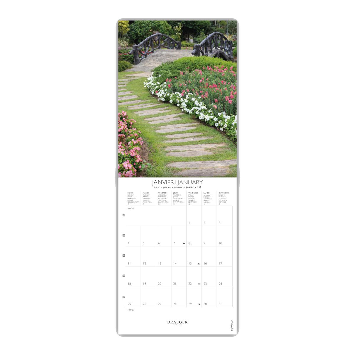 Calendario 2027, 16 Meses (Setembro-Dezembro), Mês Vista por Página com Motivos de Jardins Draeger Estampado-2