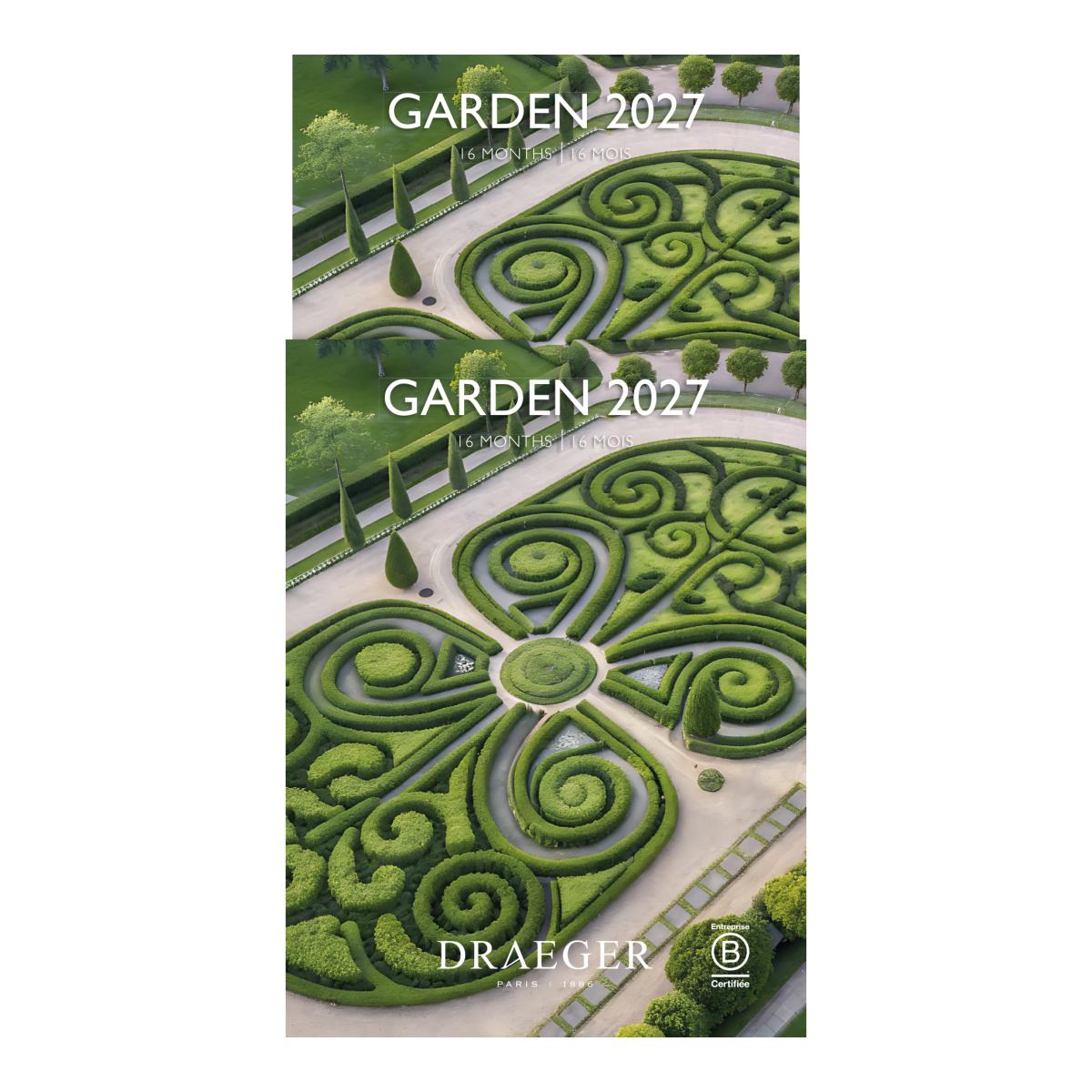 Calendario 2027, 16 Meses (Setembro-Dezembro), Mês Vista por Página com Motivos de Jardins Draeger Estampado-4