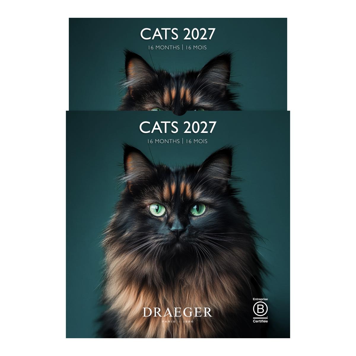 Calendario 2027, 16 Meses (Setembro-Dezembro), Mês Vista por Página com Motivos de Gatos Draeger Estampado-4