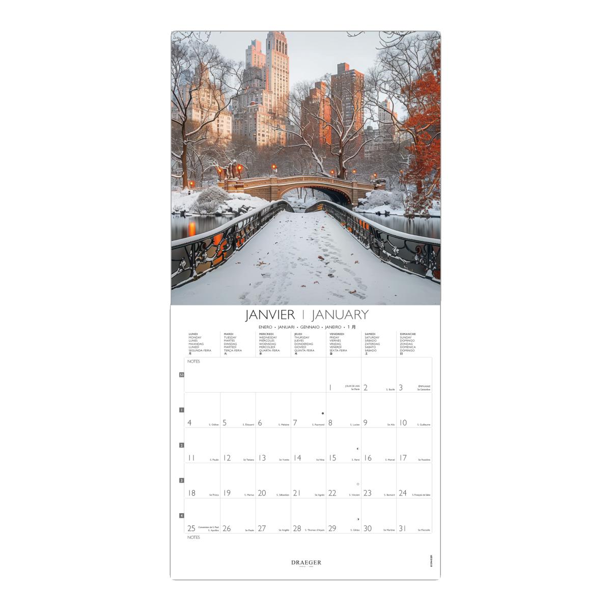 Calendario 2027, 16 Meses (Setembro-Dezembro), Mês Vista por Página com Motivos de New York Draeger Estampado-2
