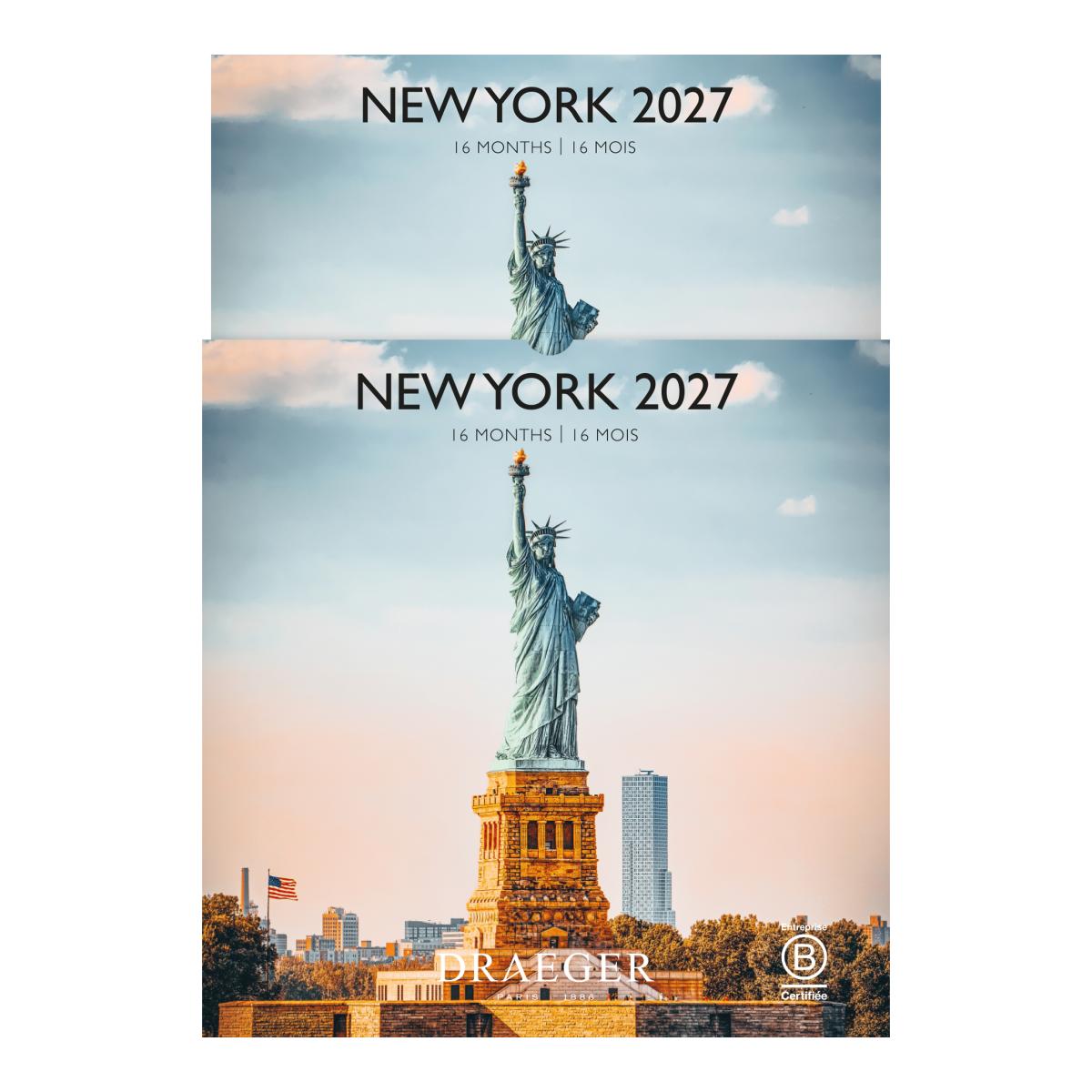 Calendario 2027, 16 Meses (Setembro-Dezembro), Mês Vista por Página com Motivos de New York Draeger Estampado-4