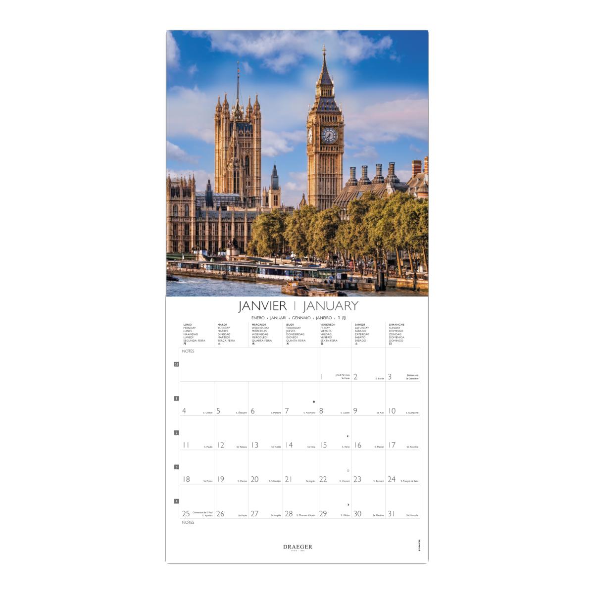 Calendario 2027, 16 Meses (Setembro-Dezembro), Mês Vista por Página com Motivos de Europa Draeger Estampado-2
