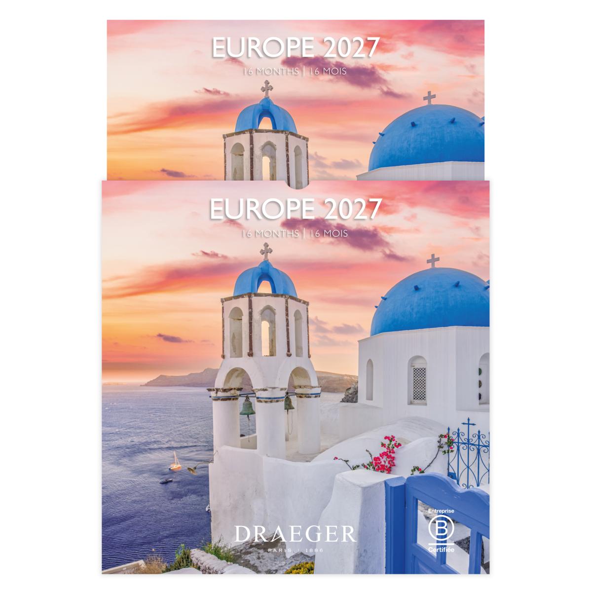 Calendario 2027, 16 Meses (Setembro-Dezembro), Mês Vista por Página com Motivos de Europa Draeger Estampado-4
