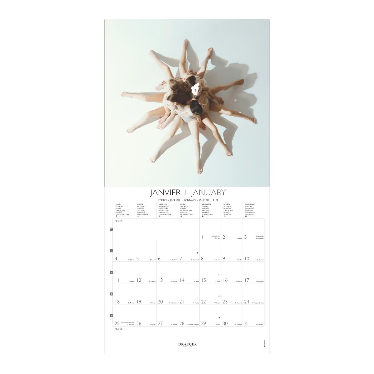 Calendario 2027, 16 Meses (Setembro-Dezembro), Mês Vista por Página com Motivos de Dança Draeger Estampado-2