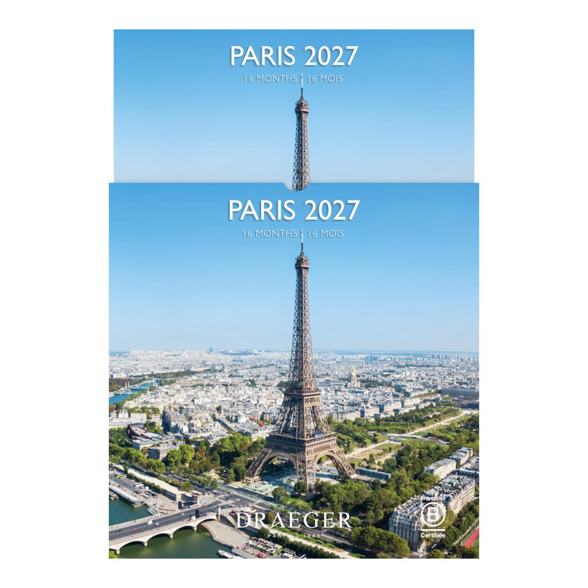 Calendario 2027, 16 Meses (Setembro-Dezembro), Mês Vista por Página com Motivos de Paris Draeger Estampado-4