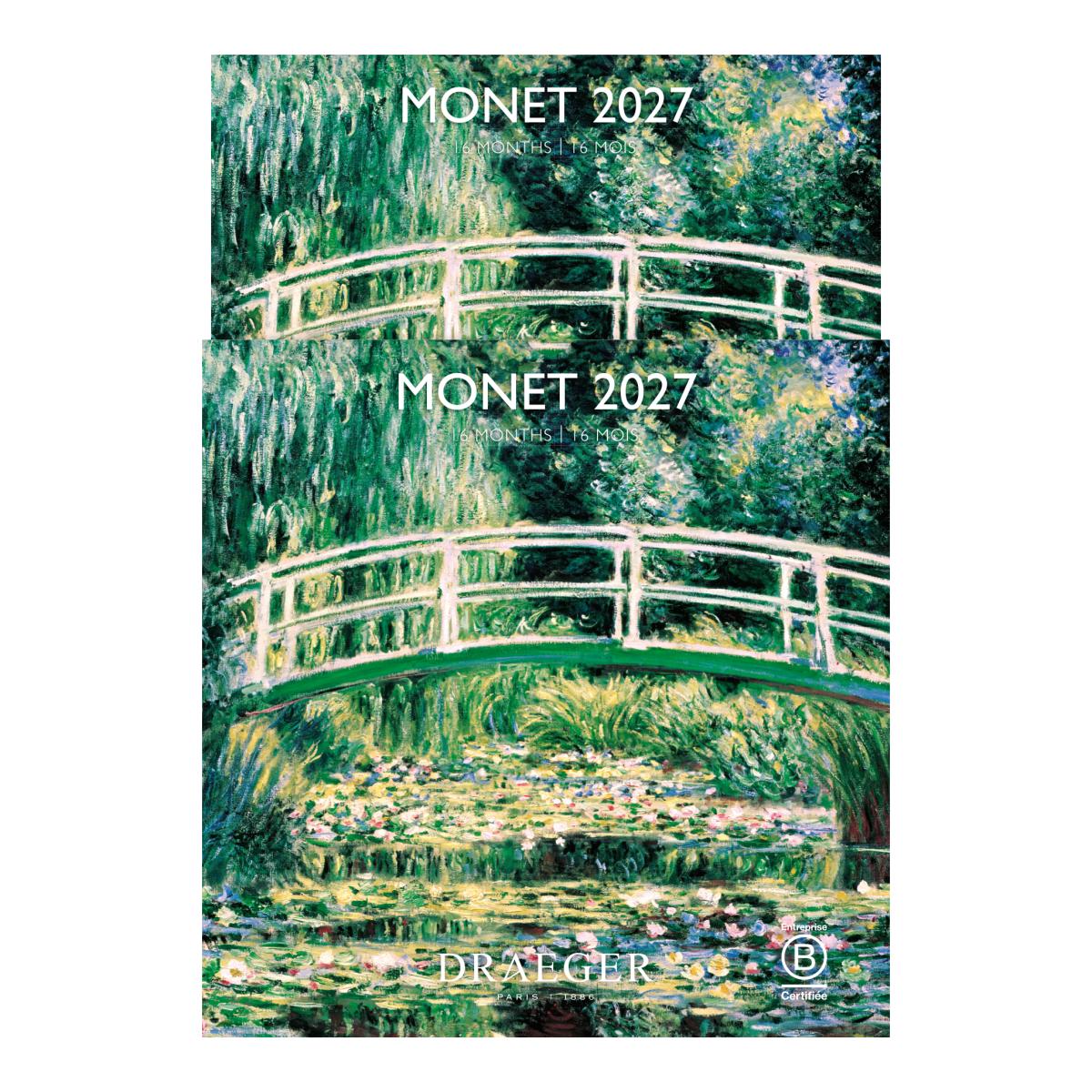 Calendario 2027, 16 Meses (Setembro-Dezembro), Mês Vista por Página com Motivos de Monet Draeger Estampado-4