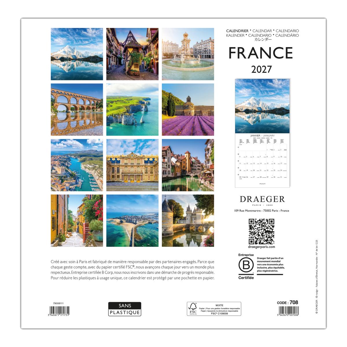 Calendario 2027, 16 Meses (Setembro-Dezembro), Mês Vista por Página com Motivos de Francia Draeger Estampado-3