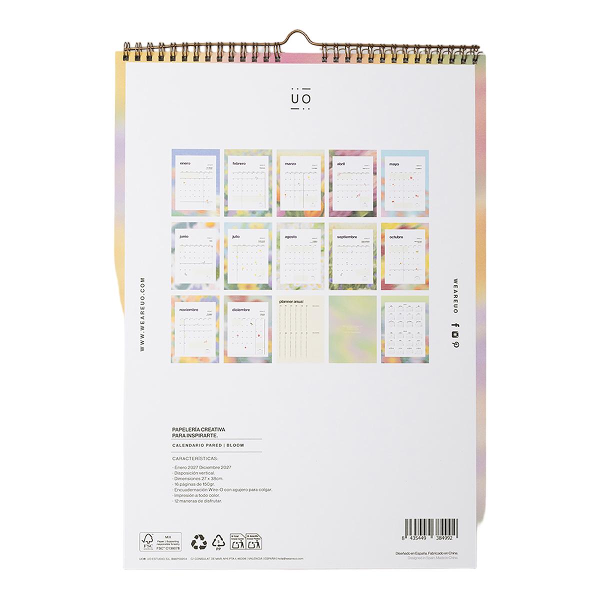 Calendario de Parede 2027 300x420 mm Bloom UO Espanhol Multicolor-3