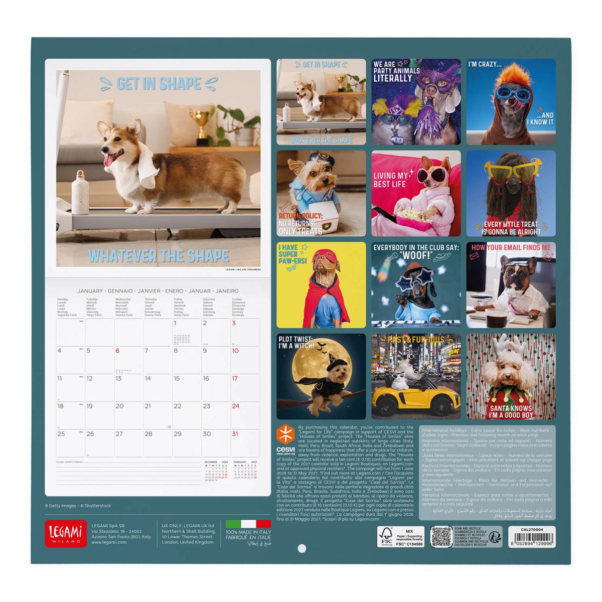 Calendario de Parede 2027 Vista por Mês Supawstar Legami 3