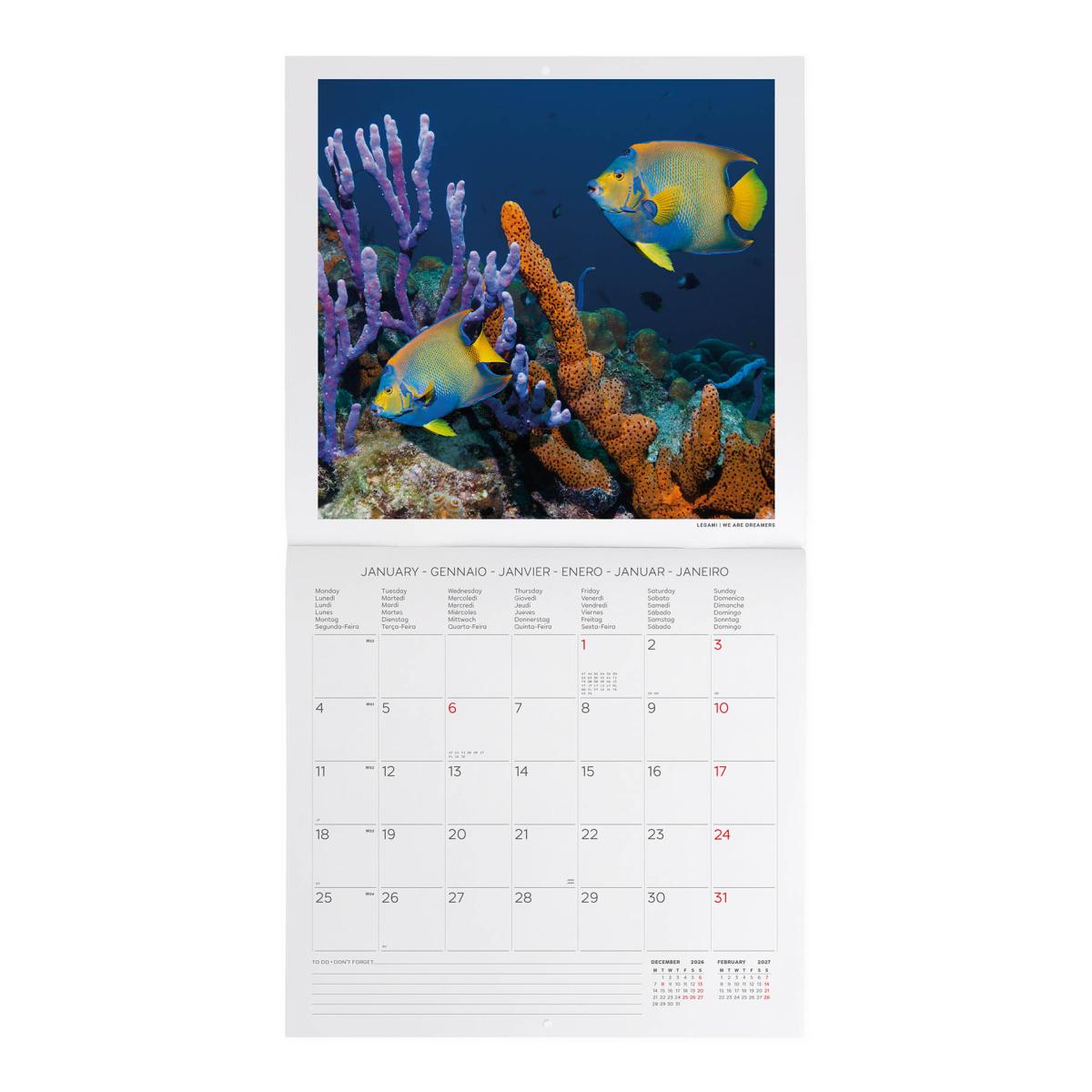 Calendario de Parede 2027 Vista por Mês Under The Sea Legami 2