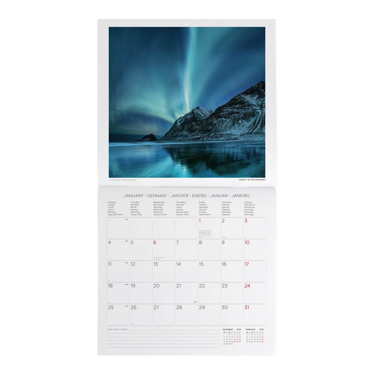 Calendario de Parede 2027 Vista por Mês Planet Earth Legami 2