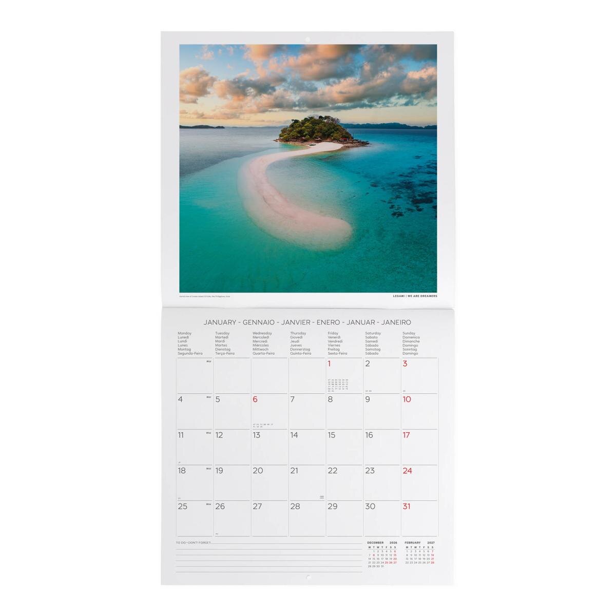 Calendario de Parede 2027 Vista por Mês Planet Vitamin Sea Legami 2