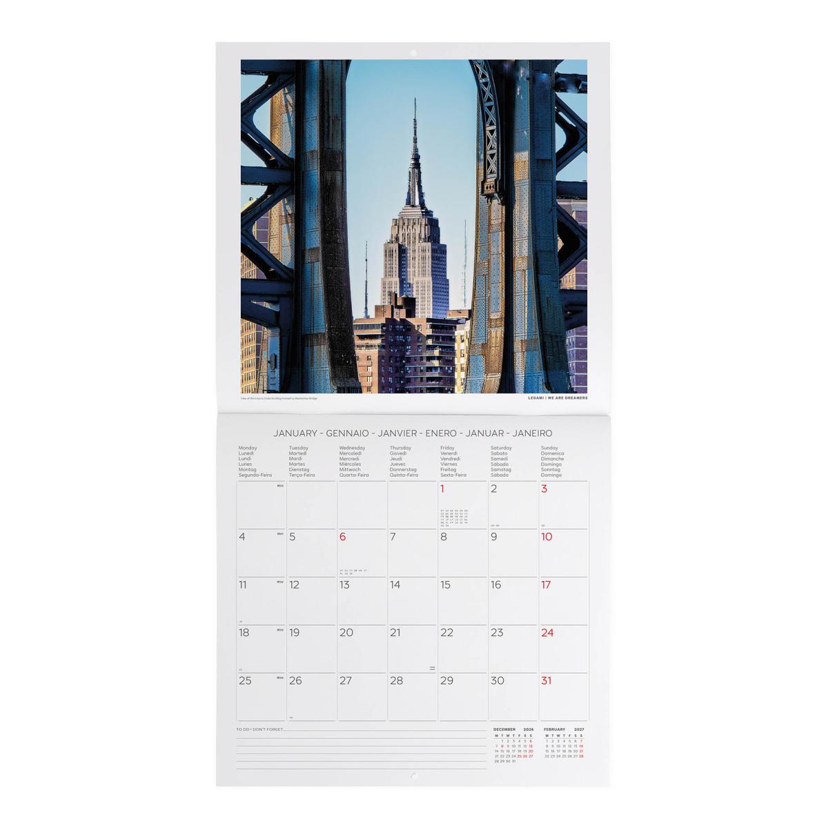 Calendario de Parede 2027 Vista por Mês Planet New Yourk Legami 2